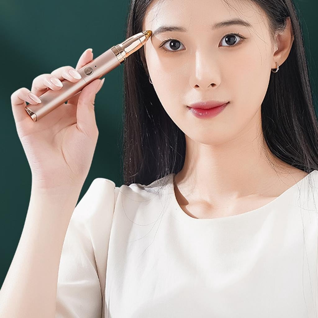 Precise Electric Eyebrow Styler for Women 2 in 1 Epilator Heating Eyelash Curler Noiseless Face Hair Remover