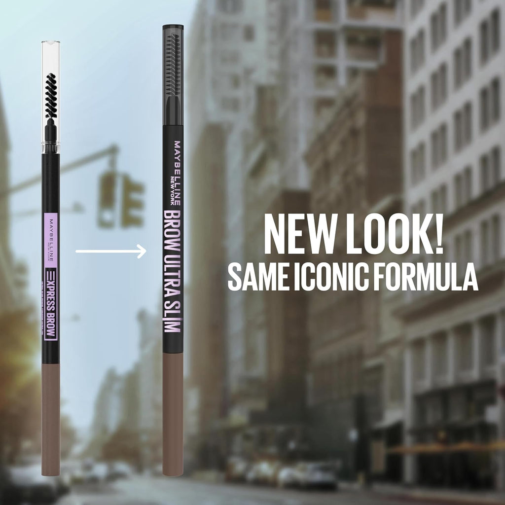 Maybelline Express Brow Ultra Slim Eyebrow Makeup, Brow Pencil with Precision Tip and Spoolie for Defined Eyebrows, Soft Brown, 1 Count (Packaging May Vary)