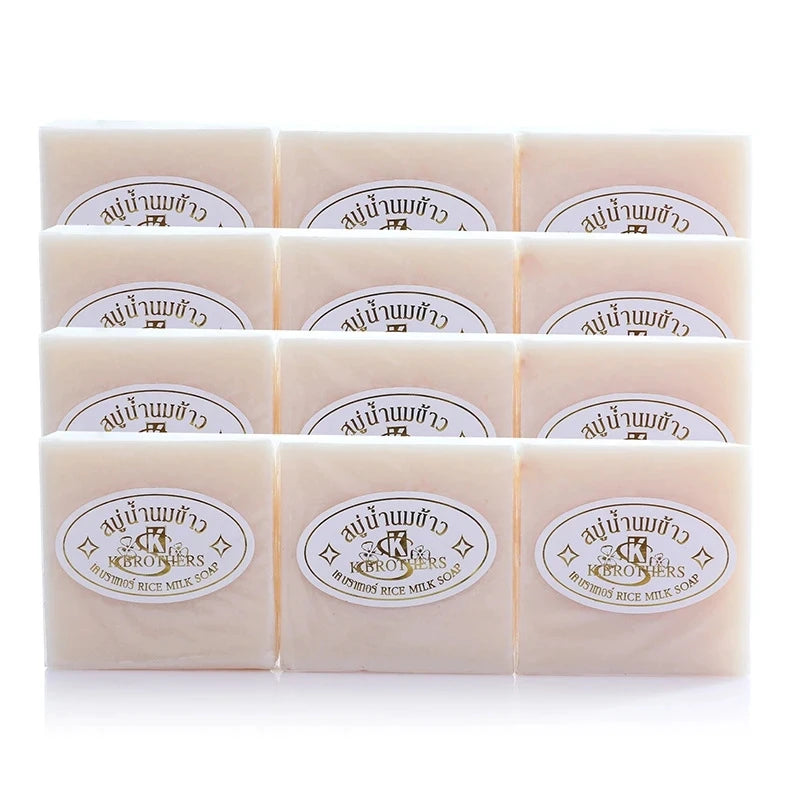 6PCS Thailand Rice Milk Soap Original Wholesale Handmade Soap Rice Milk Whitening Soap Goat Milk Soap Rice Soap for Whitening